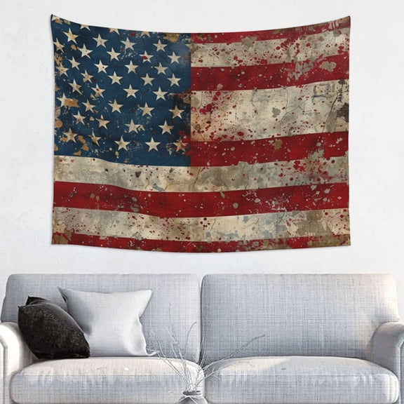 Hirioo American Flag1 Print Tapestry Lightweight Fabric for Bedroom Aesthetic Home Wall Dorm Décor Living Room Decor 29x37 Inch
