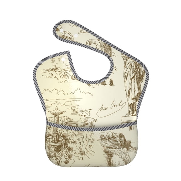 Hirioo American Monuments for Baby Waterproof Pocket Bib Adjustable Closed for Babies Toddlers with Large Pocket 6-24Months