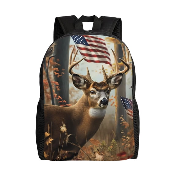 Hirioo American Wildlife Deer Forest for Travel Backpack for Women Men, Lightweight and Durable,Gift for Weekender, College, Work,and Outdoor Activities