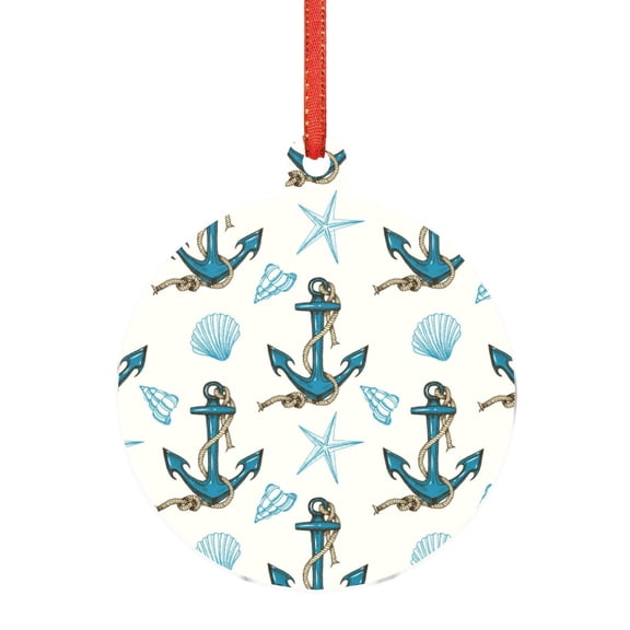 Hirioo Anchors And Shells for Acrylic Christmas Pendant Hanging Christmas Tree Ornaments, Car, Home, Office Gift Decor-Round Shape