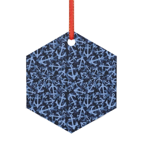 Hirioo Anchors Ship for Acrylic Christmas Pendant Hanging Christmas Tree Ornaments, Car, Home, Office Gift Decor-Hexagon