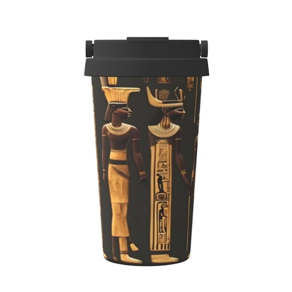 Hirioo Ancient Egyptian Hieroglyph for Coffee Travel Mug Insulated Coffee Mug with Lid