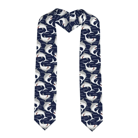 Hirioo Angry Shark for 72" Graduation Shawl Stole Unisex Adults Graduation Sash Honor Graduation Stole for High School and College-Sharp Corner