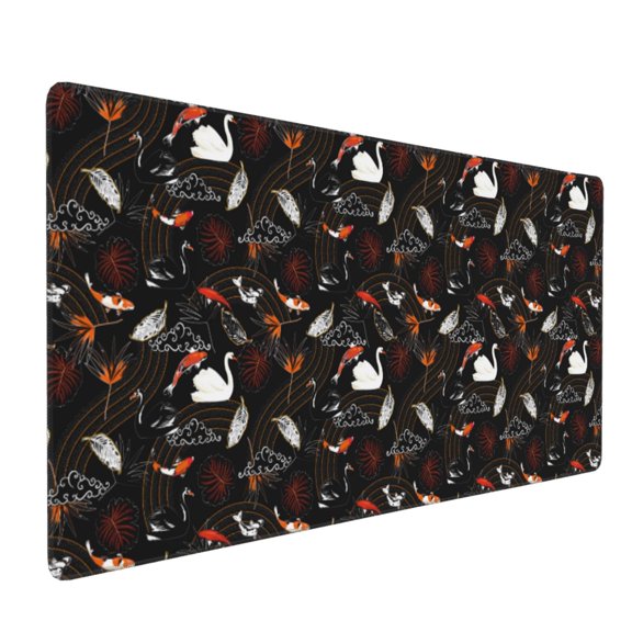 Hirioo Animal Koi Fish for Mouse Pad ,Anti-Slip Base, Durable Stitched Edges, Perfect for Gaming, Office, and Home Use,16x35.5in