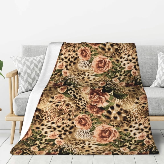 Hirioo Animal Leopard for Flannel Blanket, Cozy and Warm Throw for Bed or Couch ,Perfect for All Seasons-80"x60"