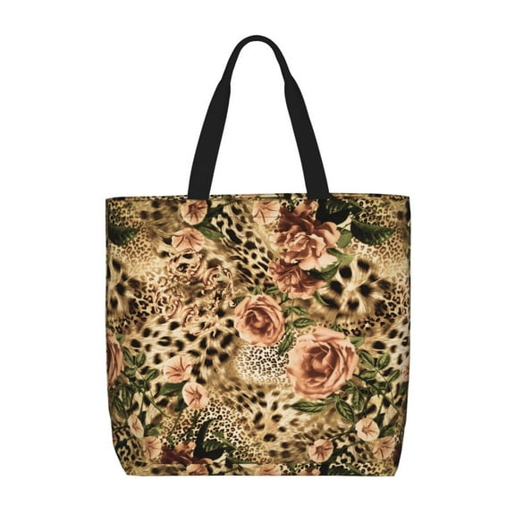 Hirioo Animal Leopard for Tote Bag for Women, Quilted Shoulder Bag with Zipper, Large Capacity Handbags for Casual, Travel, Work