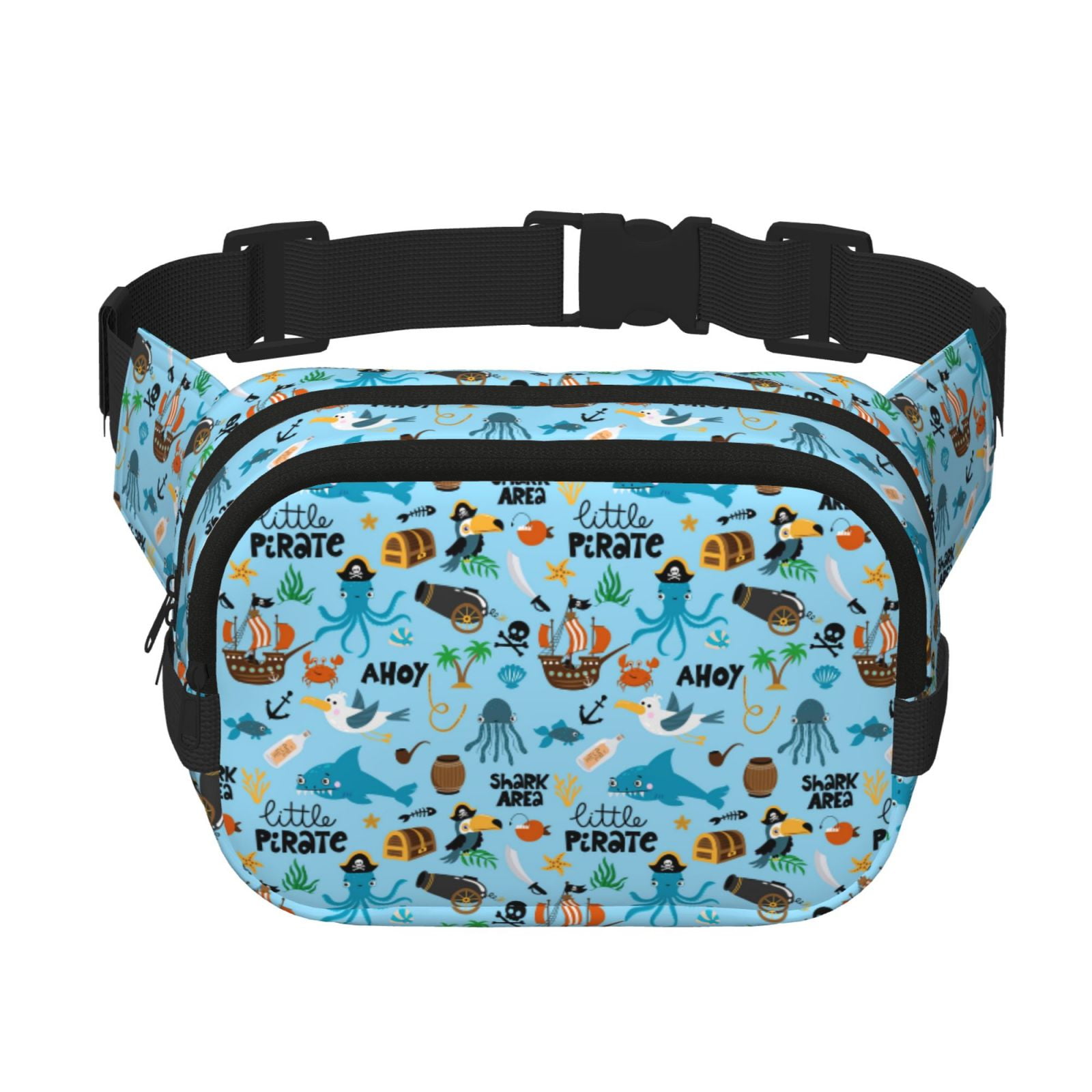 Hirioo Animal Pirate for Double Layer Waist Bag Adjustable Fanny Pack For Travel Running Hiking