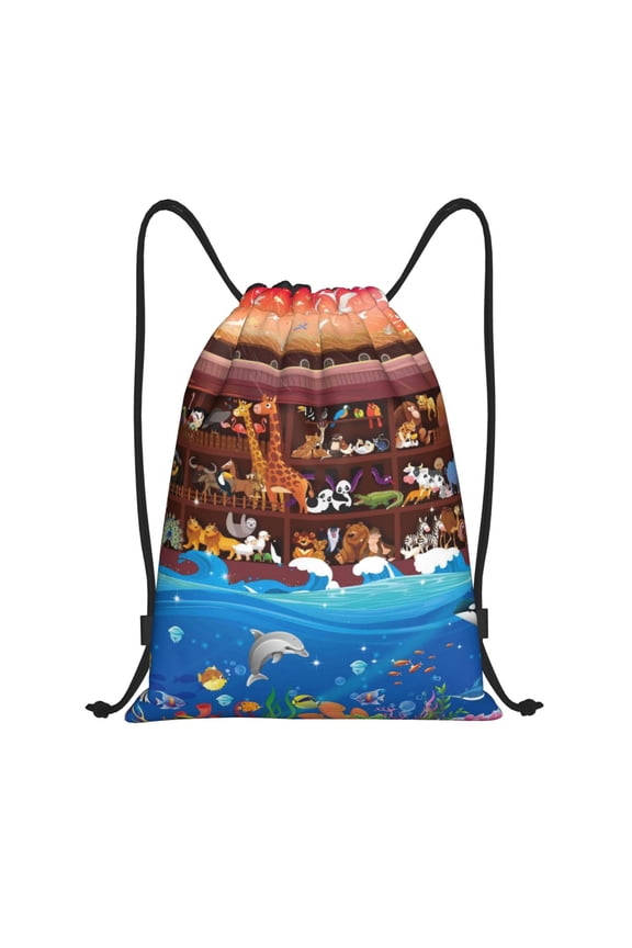 Animals On Noah's Ark2 Print Drawstring Backpack Bag Sport Versatile Sports Backpack for Gym, Travel, Swimming, Beach