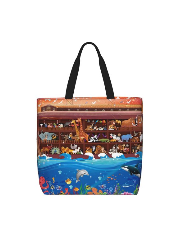 Animals On Noah's Ark2 for Tote Bag for Women, Quilted Shoulder Bag with Zipper, Large Capacity Handbags for Casual, Travel, Work