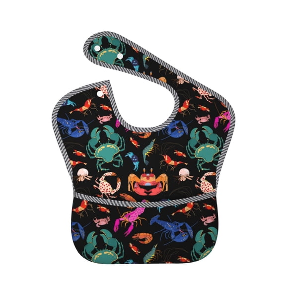 Hirioo Animals Under Water for Baby Waterproof Pocket Bib Adjustable Closed for Babies Toddlers with Large Pocket 6-24Months