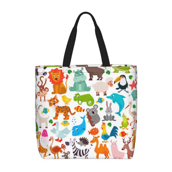 Hirioo Animals for Tote Bag for Women, Quilted Shoulder Bag with Zipper, Large Capacity Handbags for Casual, Travel, Work
