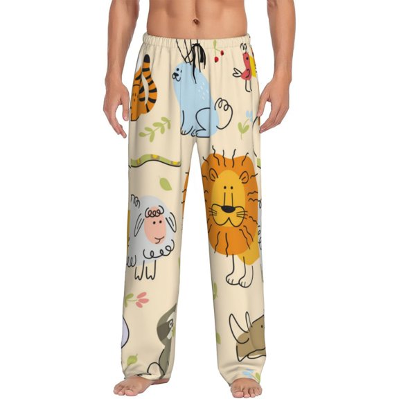 Hirioo Animals for Men's PJ Pajama Pants Sleep Pants Men's Home Trousers with Pockets,S-3XL-X-Large