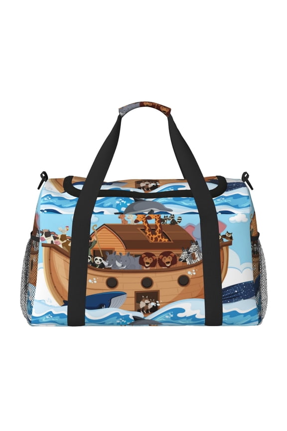 Animals on Noah's Ark Hand Travel Bag for Men Women,Durable and Spacious Travel Bag with Multiple Pockets for Work, Travel, Weekend Getaways