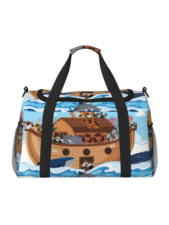 Animals on Noah's Ark Hand Travel Bag for Men Women,Durable and Spacious Travel Bag with Multiple Pockets for Work, Travel, Weekend Getaways