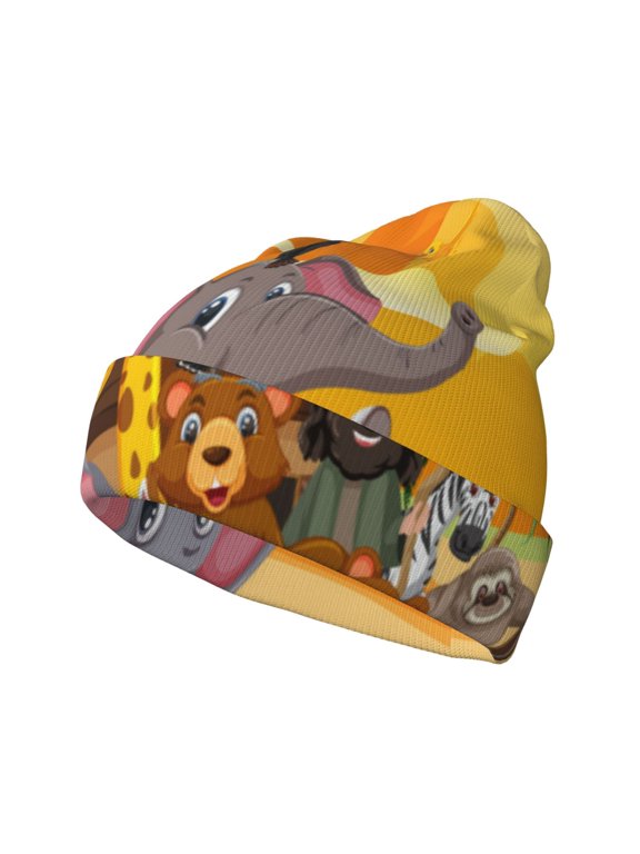 Animals on Noah's Ark1 for Men's Knit Cuffed Beanie for Outdoor Activities Unisex