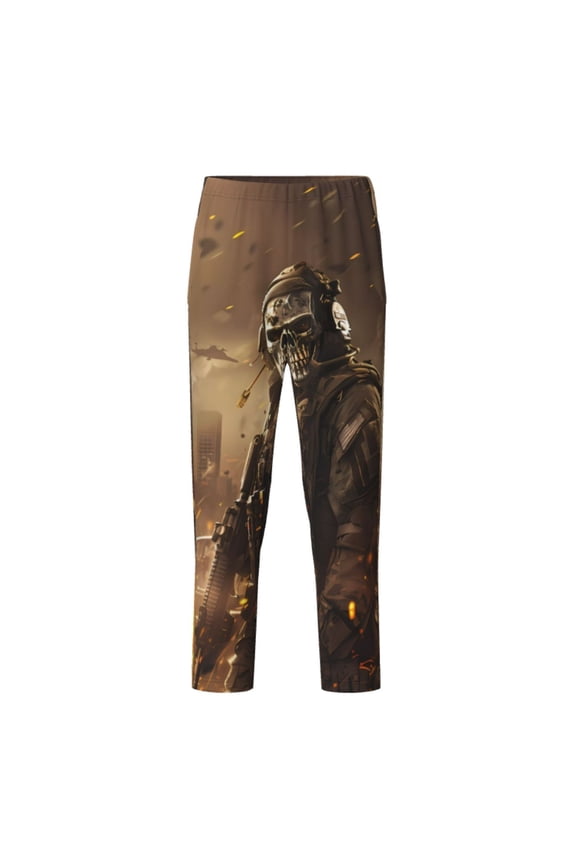 Apocalyptic Skull Soldier for Teenagers' Pajama Pants Womens Lounge Pants with Pockets Pj Bottoms Pants for Men-XS(5-6)