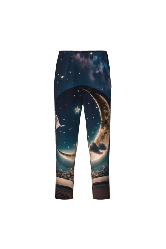 Artistic Starry Sky Moon Book for Teenagers' Pajama Pants Womens Lounge Pants with Pockets Pj Bottoms Pants for Men-Small