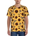 thumbnail image 1 of Hirioo Artistic Zebra Print Sunflower for Men's Baseball T-shirt Shirts Short Sleeve Casual Summer Button Stretch T Shirts,Size S-4XL-XX-Large, 1 of 7