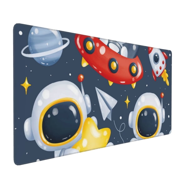 Hirioo Astronaut And Space for Mouse Pad ,Anti-Slip Base, Durable Stitched Edges, Perfect for Gaming, Office, and Home Use,16x35.5in