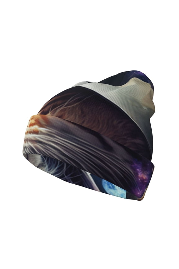 Astronaut Cat for Men's Knit Cuffed Beanie for Outdoor Activities Unisex
