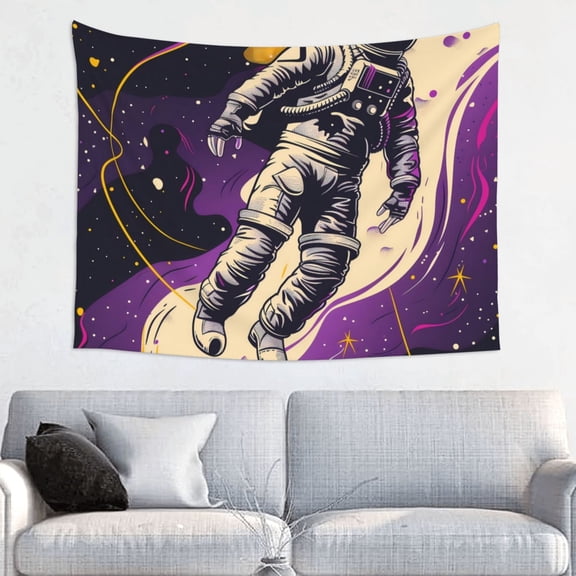 Hirioo Astronaut Floating purple Space Print Tapestry Lightweight Fabric for Bedroom Aesthetic Home Wall Dorm Dcor Living Room Decor 29x37 Inch