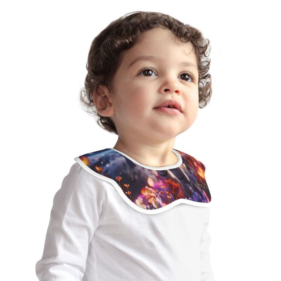 Hirioo Astronaut In Cosmic Garden for Baby Cotton Petal Bib Drool Bibs for Baby Boy Unisex