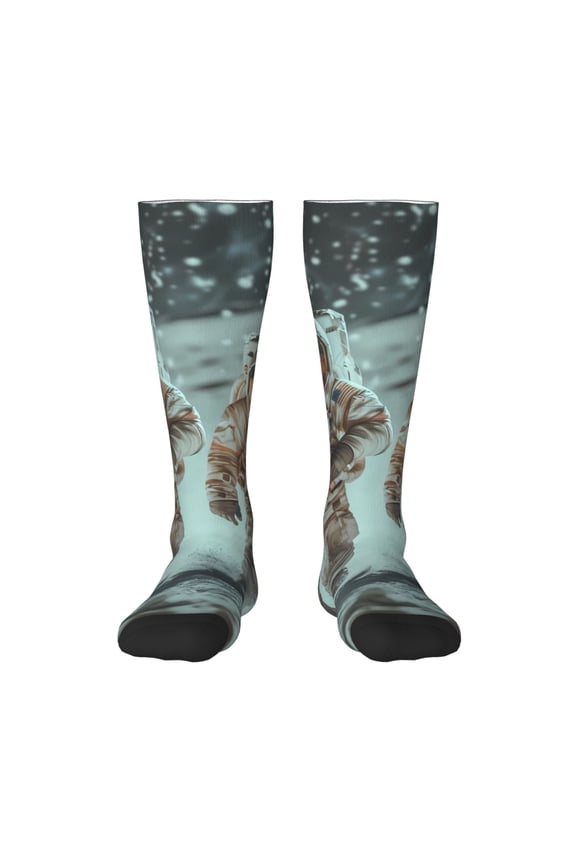 Astronauts On Lunar Mission for Adult Stockings Breathable Sock Non-Pilling,Contrasting Color Design