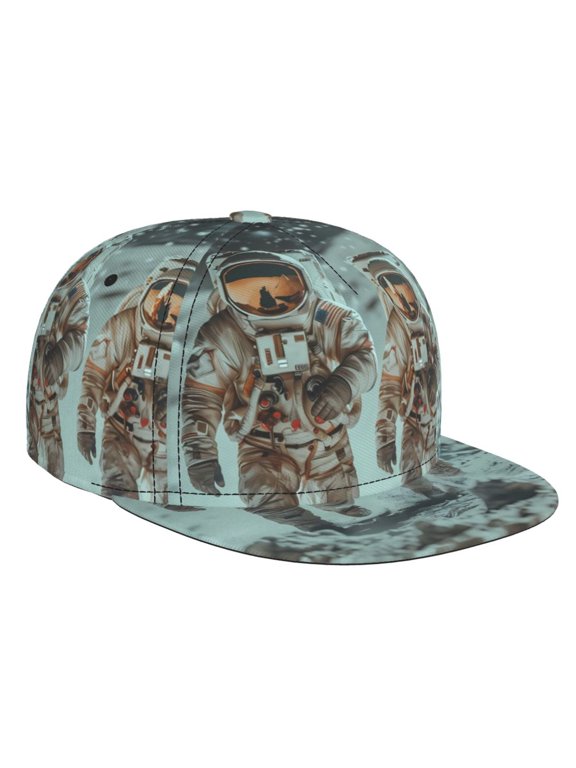 Astronauts On Lunar Mission for Baseball Cap Men Cap Flat Brim for Men Women Teens Adjustable Baseball Cap