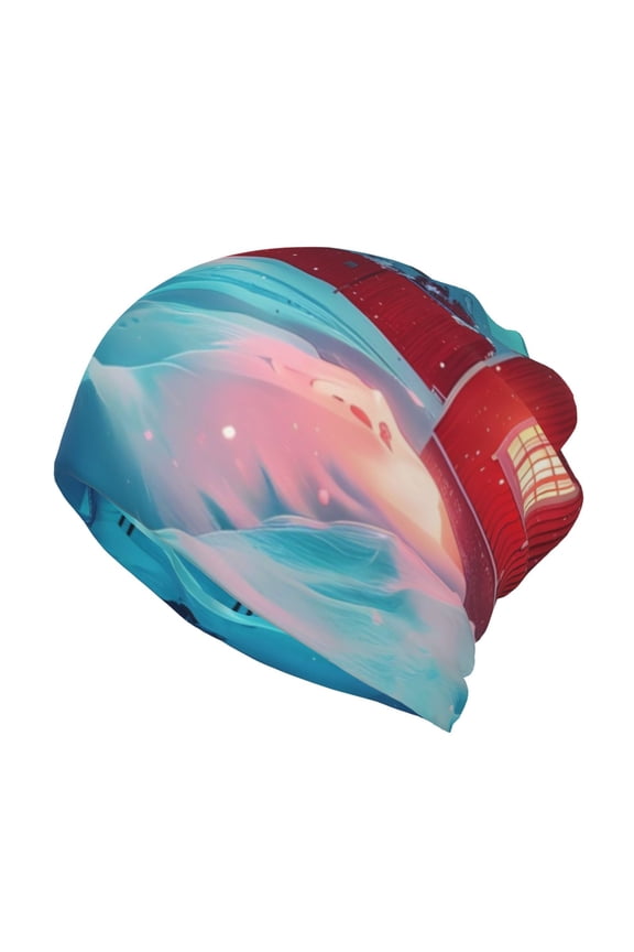 Aurora Borealis Village for Multifunction Beanie Hat for Men and Women Unisex for Winter Sports, Outdoor Activities, and Daily Wear