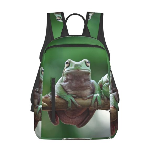 Hirioo Australian White Tree Frog Sitting on Branch for Lightweight Backpack, Durable and Comfortable, Ideal for Travel, School, Hiking, and Everyday Use