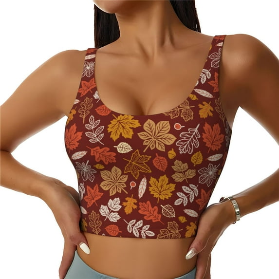Hirioo Autumn Forest3 for Women's Sports Vest with Full-Print Design, Stretchy Fabric and Removable Pads-Medium