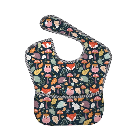 Hirioo Autumn Fox Owl for Baby Waterproof Pocket Bib Adjustable Closed for Babies Toddlers with Large Pocket 6-24Months