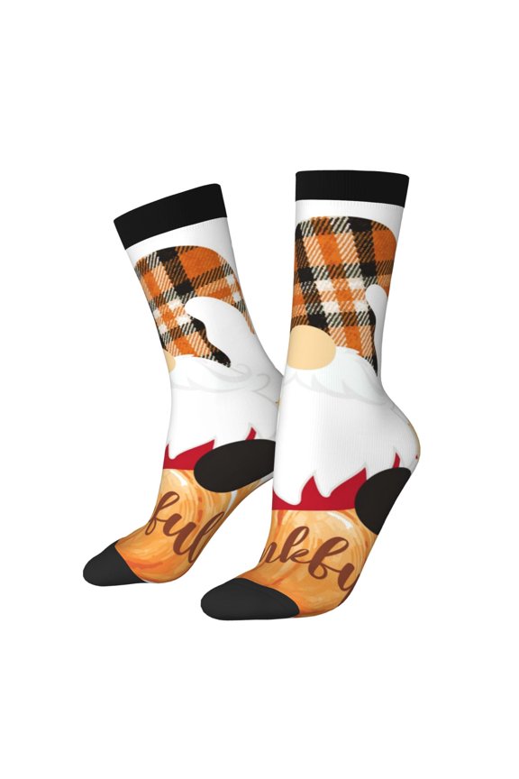 Autumn Gnomes-1 Pattern Adult Middle Tube Socks Breathable Sock Non-Pilling,Contrasting Color Design