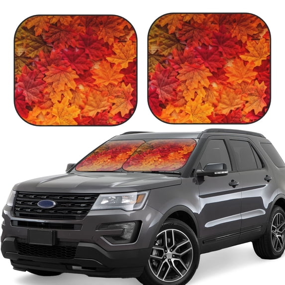 Hirioo Autumn Leaf for 2PCS Windshield Sun Shade Foldable | Front Windshield Shade for Sun, Heat and UV Rays-Large