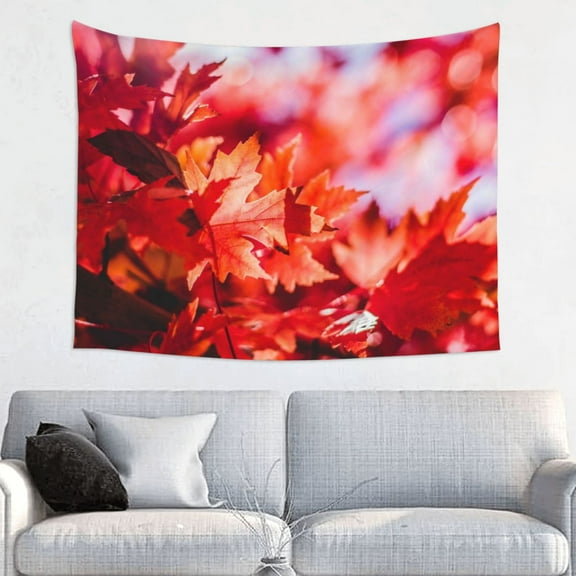 Hirioo Autumn Maple Leaves Print Tapestry Lightweight Fabric for Bedroom Aesthetic Home Wall Dorm Dcor Living Room Decor 29x37 Inch