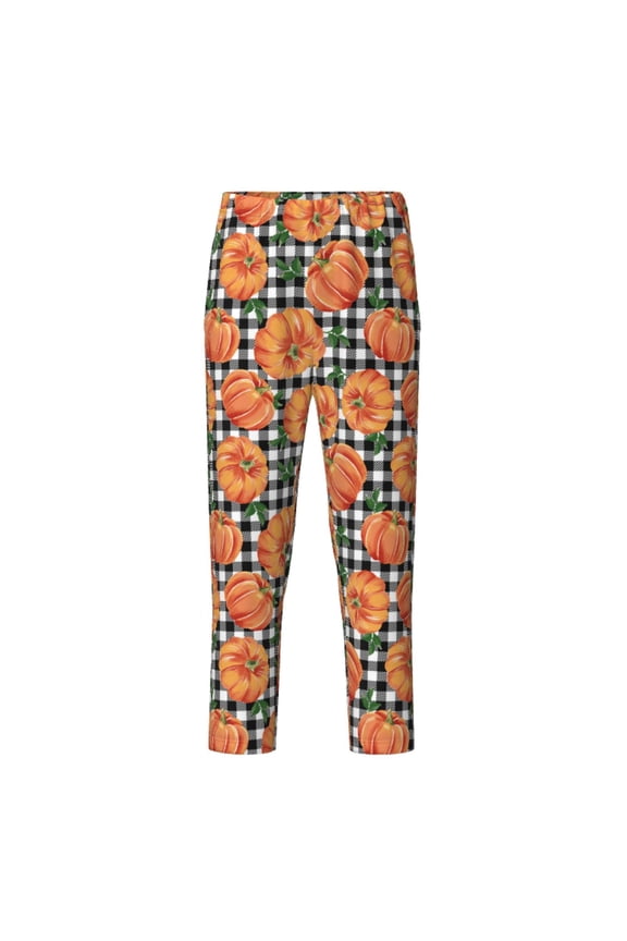 Autumn Pumpkins Gingham for Teenagers' Pajama Pants Womens Lounge Pants with Pockets Pj Bottoms Pants for Men-XS(5-6)