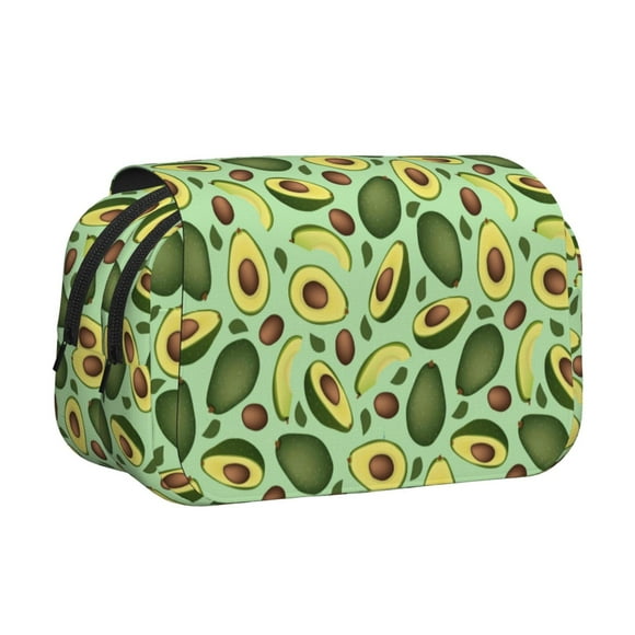 Hirioo Avocado With Seeds for Large Grid Mesh Pencil Case with Zipper Stationery Organizer Case