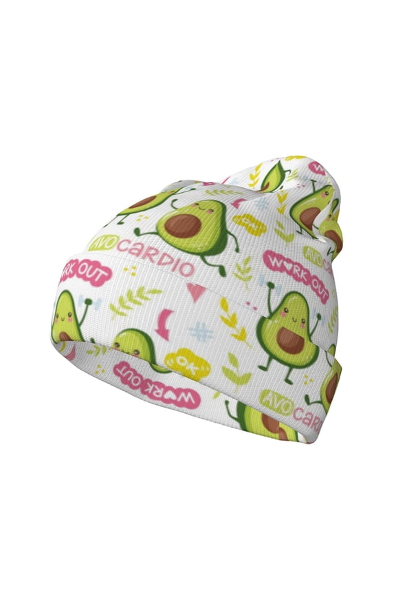 Avocado Work Out for Men's Knit Cuffed Beanie for Outdoor Activities Unisex