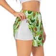 thumbnail image 1 of Hirioo Avocado color cute animals for Women's Double Layer Athletic Shorts High-Performance Gym Shorts with Inner Pocket, Elastic Waistband-XX-Large, 1 of 7