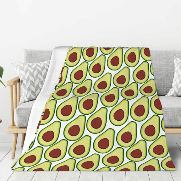 Hirioo Avocado for Flannel Blanket, Cozy and Warm Throw for Bed or Couch ,Perfect for All Seasons-40"x30"