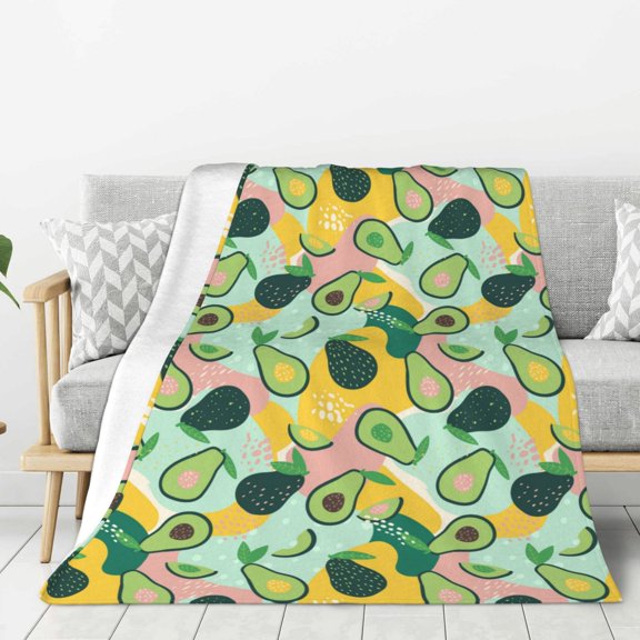 Hirioo Avocado for Flannel Blanket, Cozy and Warm Throw for Bed or Couch ,Perfect for All Seasons-40"x30"
