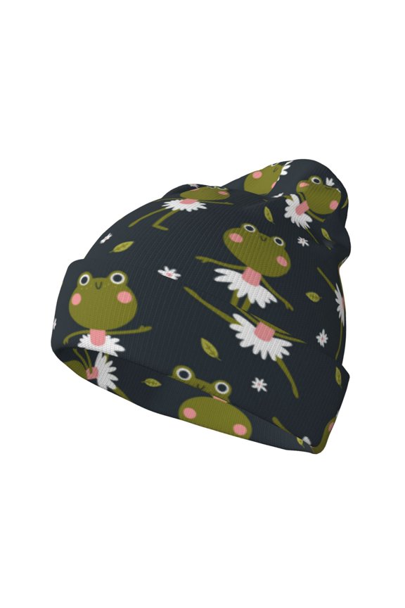 Ballerina Frogs for Men's Knit Cuffed Beanie for Outdoor Activities Unisex