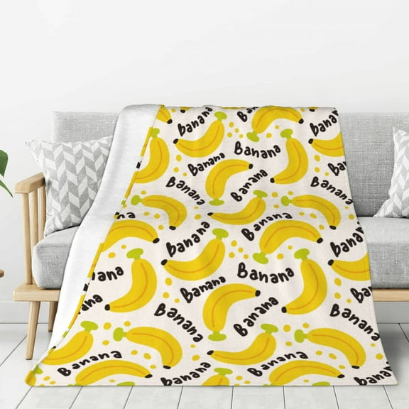 Hirioo Banana Fruit for Flannel Blanket, Cozy and Warm Throw for Bed or Couch ,Perfect for All Seasons-40"x30"