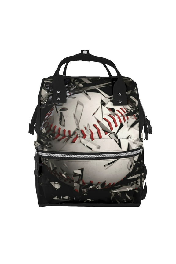 Baseball Breaking Glass for Mummy Diaper Bag Backpack Diaper Bag Backpack for Moms and Dads Unisex Shoulder Bags Travel Hiking Outdoor Pack