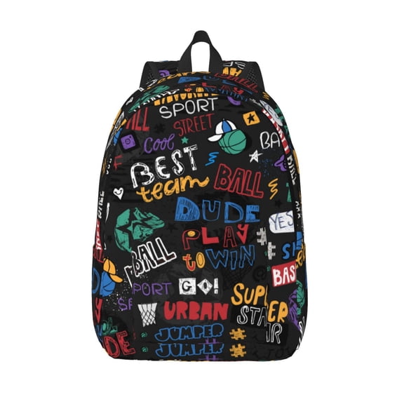 Hirioo Basketball Canvas Backpack, Durable Travel Backpack with Multiple Compartments,Large Capacity, Backpack for School, Hiking, Work