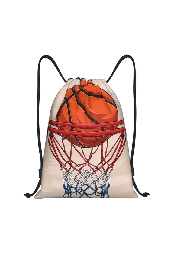 Basketball Shot Print Drawstring Backpack Bag Sport Versatile Sports Backpack for Gym, Travel, Swimming, Beach