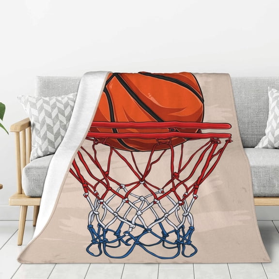 Hirioo Basketball Shot for Flannel Blanket, Cozy and Warm Throw for Bed or Couch ,Perfect for All Seasons-40"x30"