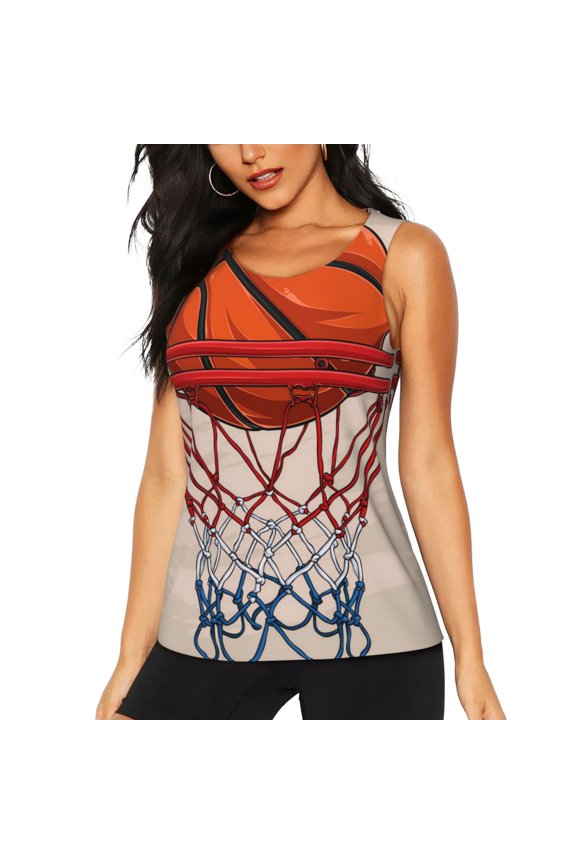 Basketball Shot for Women's Workout Tank Top Sleeveless Workout Tops Athletic Gym Shirts-Medium