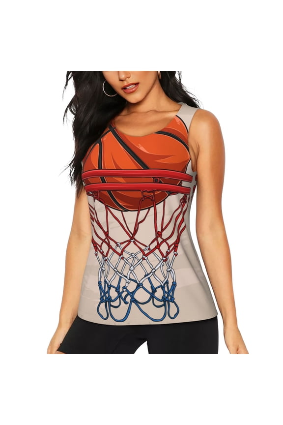 Basketball Shot for Women's Workout Tank Top Sleeveless Workout Tops Athletic Gym Shirts-X-Large