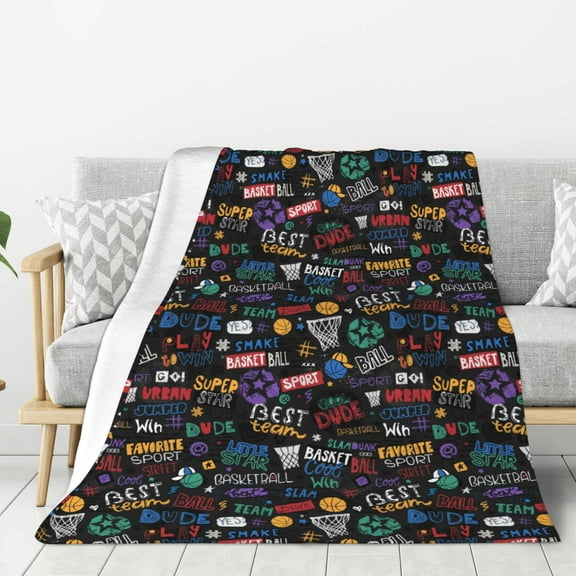 Hirioo Basketball for Flannel Blanket, Cozy and Warm Throw for Bed or Couch ,Perfect for All Seasons-40"x30"